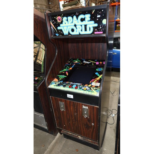 3008 - 1 vintage arcade cabinet video game machine by BG Video type Space World  - Back panel is present, n... 