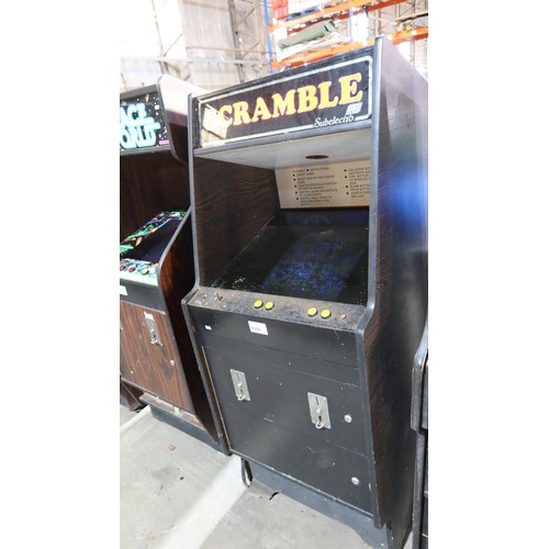 3009 - 1 vintage arcade cabinet video game machine by Subelectro type Scramble - Back panel is present, not... 