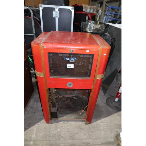 3055 - A vintage red painted Jukebox cabinet missing part of front panel suitable for restoration / spares ... 