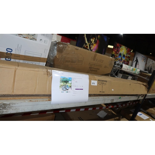 213 - 1 Lucy 3m x 2m rectangular traditional parasol RRP £121 - Boxed and no base is included