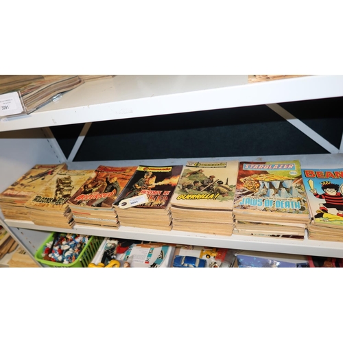 3093 - Approx 100 vintage comic books including Commando, Star Blazer and The Beano comic library