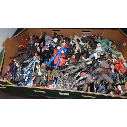 3096 - A box containing a quantity of various action figures including Star Wars, Marvel, DC, Lord of the R... 