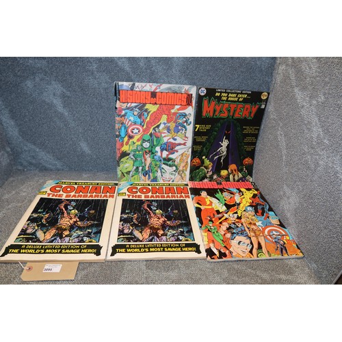 3095 - 5 x various large vintage comic books including, 2 x Conan the barbarian 1975, a DC House of Mystery... 