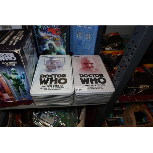 3130 - A quantity of various collectible items including Doctor Who posters, limited edition tin VHS sets, ... 