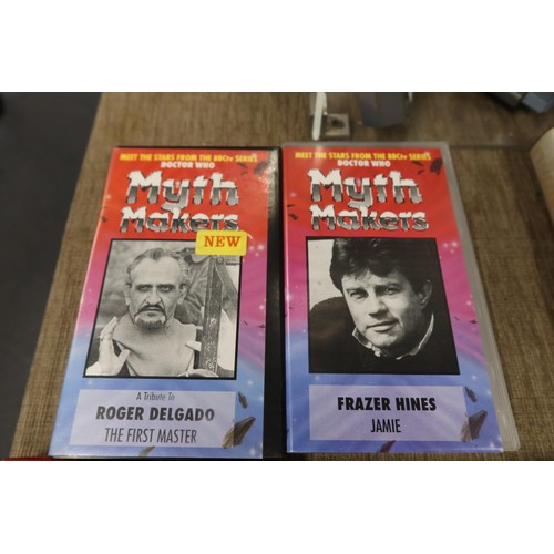 3137 - A collection of Doctor Who related spin off series, signed and unsigned VHS cassettes, Myth Makers s... 