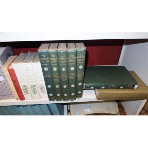 3155 - A collection of miscellaneous gardening books, cookery books and Chambers encyclopaedia (2 shelves)