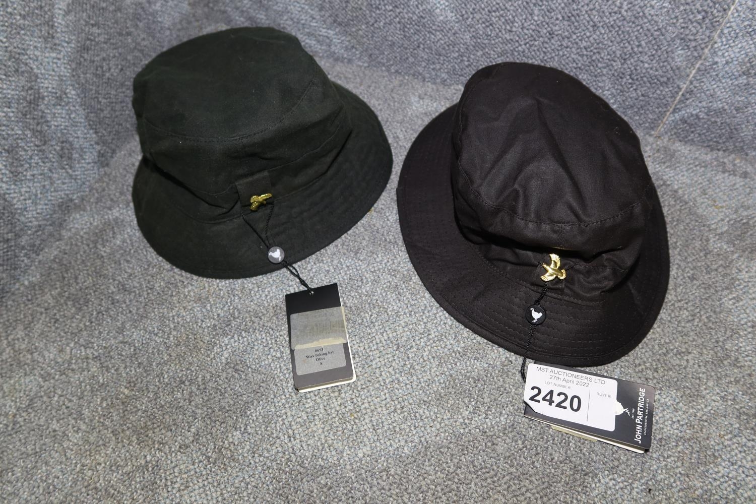 2 x small wax fishing hats by John Partridge, retail price £25 each