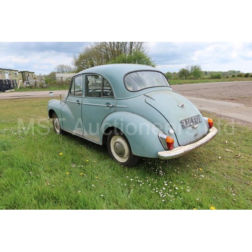 7 - Morris Minor 1000 Grey 4 dr Saloon,  reg. no. 735 FGU,  1st reg  01/03/1963, 1098cc petrol engine ma... 