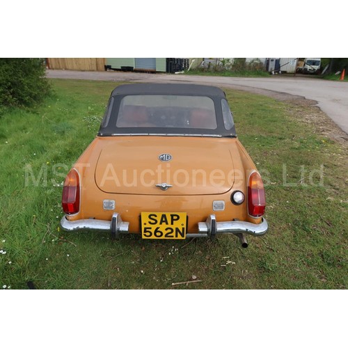 4 - MG Midget Mk 111,  Bronze, reg. no. SAP 562N, 13/08/1974, manual 4 spd gearbox, odometer reads 94,03... 