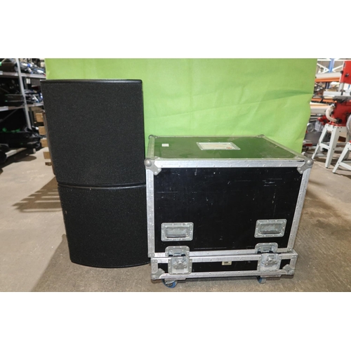 62 - 2 x stage monitor speakers by d & b Audiotechnik type Max 15 supplied in a wheeled flight case with ... 