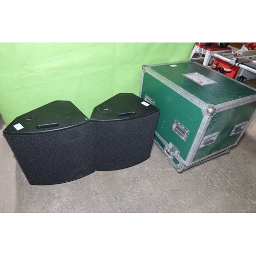 63 - 2 x stage monitor speakers by d & b Audiotechnik type Max 15 supplied in a wheeled flight case with ... 