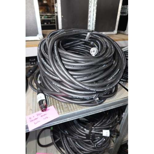 113 - 4 x 20m Evolution Professional speaker cables type XPC OFC 825 with NLT8 connectors fitted. Stack on... 