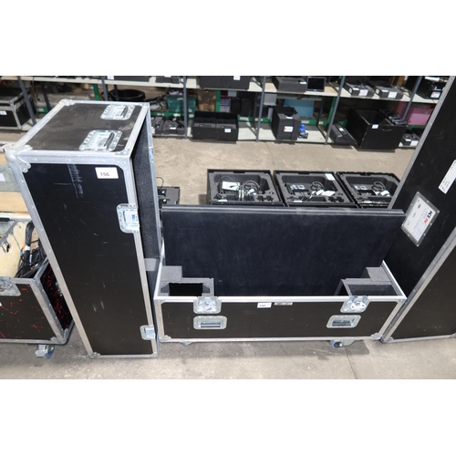 156 - 1 wheeled flight case with lift off top, designed to hold two monitors (no monitors are included) ap... 