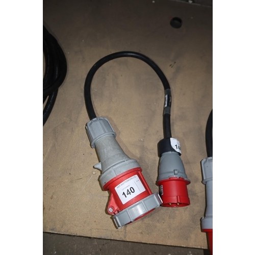 140 - 1 x 1m extension lead with a red 415v / 63A Ceeform sleeve socket fitted on one end and a 415v / 32A... 