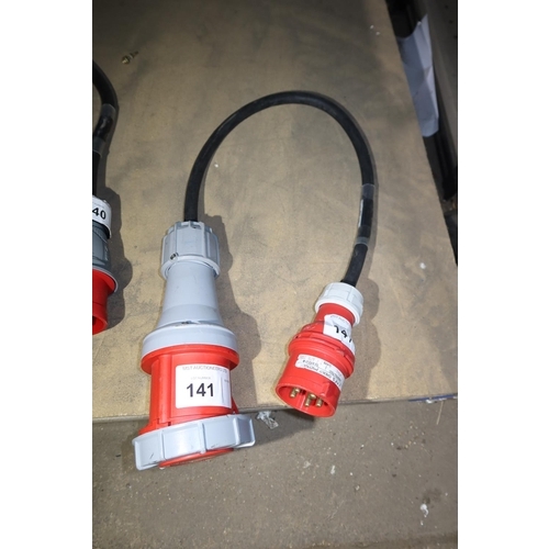 141 - 1 x 1m extension lead with a red 415v / 63A Ceeform sleeve socket fitted on one end and a 415v / 32A... 