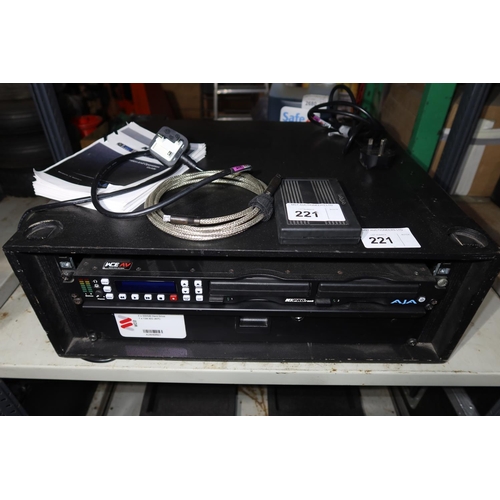 221 - 1 AJA Ki Pro disk recorder with 3 x KI-STOR500-RO HDDs, an instruction book and a power lead supplie... 