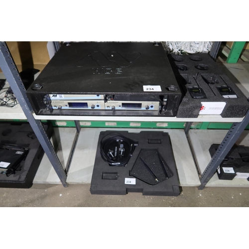 234 - A Sennheiser EW 500 G3 wireless microphone system comprising 2 x EW 500 G3 receivers and 1 x ASA 1 a... 