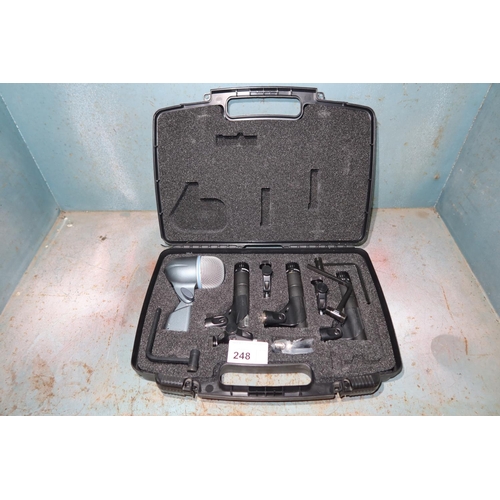 248 - A Shure drum microphone kit supplied in a black plastic carry case