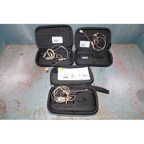 252 - 3 x DPAO d:fine in ear broadcast headset microphones. One working, 2 not working