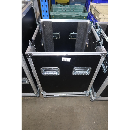 290 - 1 wheeled storage flight case with lift off top (empty) approx 62 x 58 x 86cm high (including wheels... 