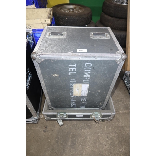 292 - 1 wheeled grey storage flight case with lift off top (empty) approx 60 x 72 x 76cm high (including w... 