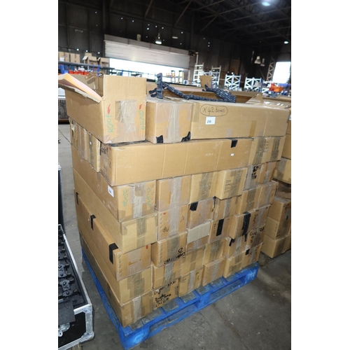 298 - 1 pallet containing approx 42 cardboard boxes containing a quantity of connected LED light assemblie... 