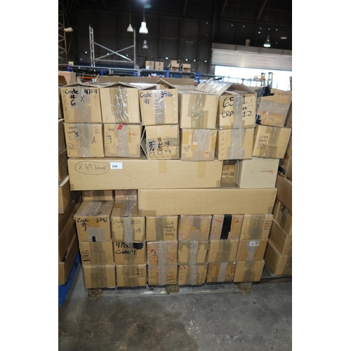 299 - 1 pallet containing approx 49 cardboard boxes containing a quantity of connected LED light assemblie... 