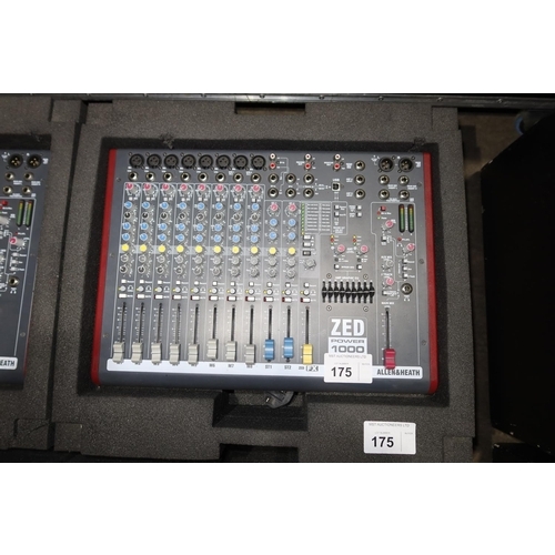 175 - 1 Allen and Heath powered audio mixer type ZED Power 1000 supplied with a 240v power lead