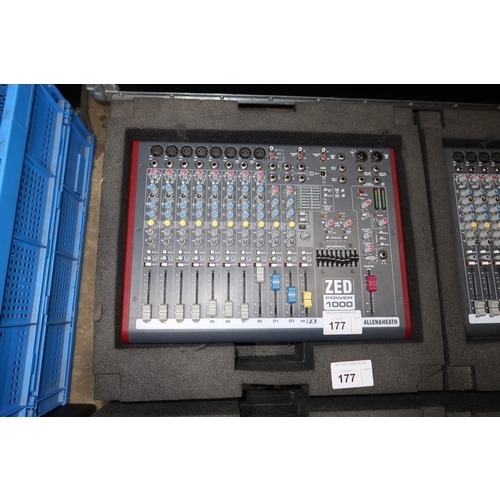 177 - 1 Allen and Heath powered audio mixer type ZED Power 1000 supplied with a 240v power lead