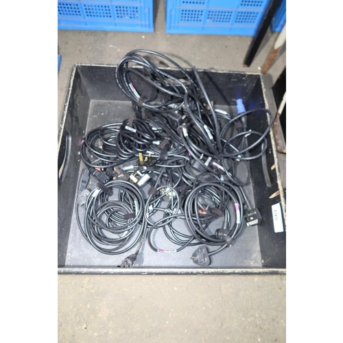 195 - 1 black storage tray containing a quantity of various power leads. Not practical to list in detail s... 