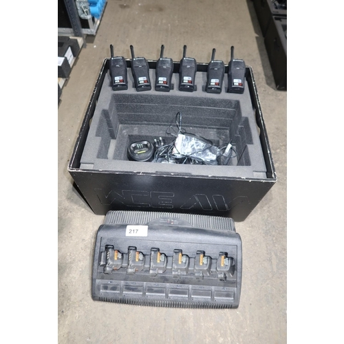 217 - 6 x Motorola hand held two way radios type CP040 with a 6 way charging unit and various accessories ... 