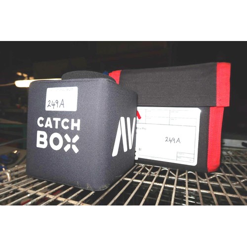 249A - 1 black throwable microphone by Catch Box with soft carry case (printed with AV logo on side)