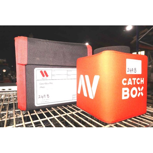 249B - 1 red throwable microphone by Catch Box with soft carry case (printed with AV logo on side)