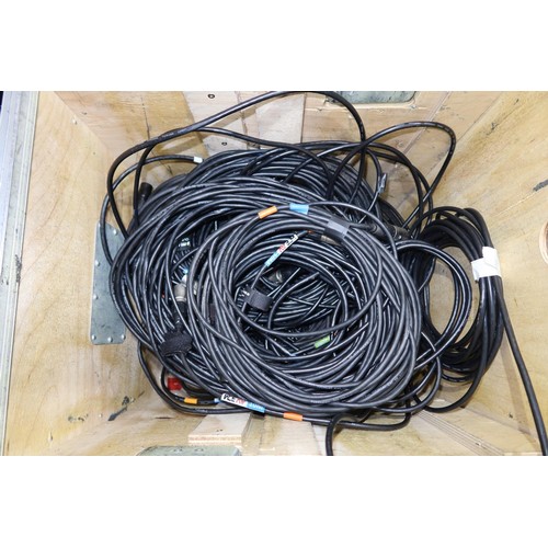 157 - A quantity of various length Tour Cat CAT 5 connecting leads supplied in a wheeled flight case with ... 