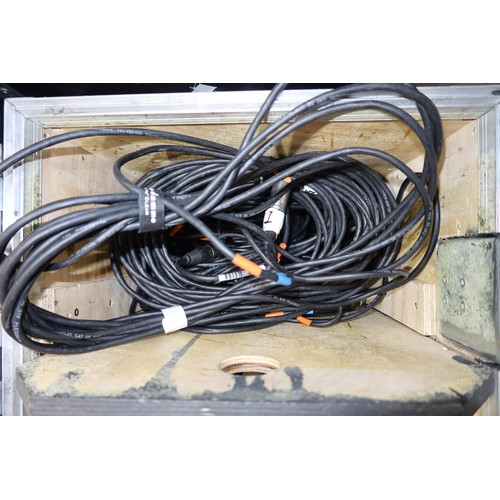 157 - A quantity of various length Tour Cat CAT 5 connecting leads supplied in a wheeled flight case with ... 