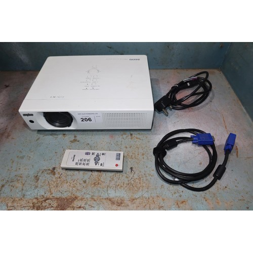 206 - 1 Sanyo Pro xtraX multi verse projector model PLC-XU105 with a remote control, a power lead and is s... 