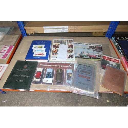 157 - A quantity of various vintage and other car books including Rolls-Royce Alpine Compendium 1913 & 197... 