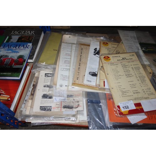 152 - A quantity of various MG vintage lubrication charts, data sheets etc. Contents of 1 shelf