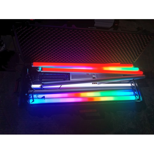 162 - A set of 8 Astera AX1 pixel controllable LED RGBW 100cm baton lights supplied with various accessori... 