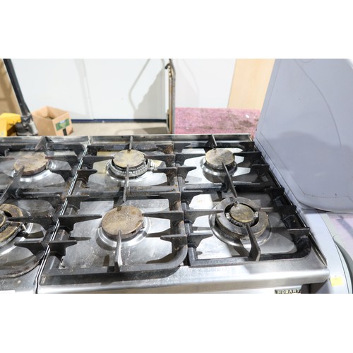 1144 - A commercial stainless steel 8 ring gas hob with 3 door storage cupboard beneath, unit is 2 x 4 ring... 