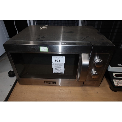 1103 - [withdrawn] A commercial stainless steel microwave oven by Buffalo type GK643 requires attention - T... 