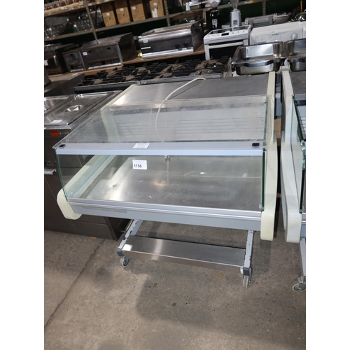 1156 - A commercial mobile, stainless steel refrigerated meat counter, approx 100x110cm -  trade