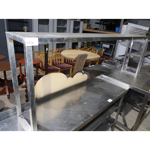 1176 - A commercial stainless steel tabletop gantry/shelf unit 31cmx2m in length