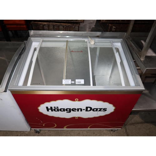 1183 - A mobile display chest freezer by Derby type EK37C 240v - trade