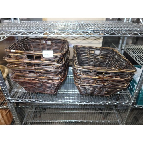 1199 - 8 x square wicker display baskets approx 40x40cm