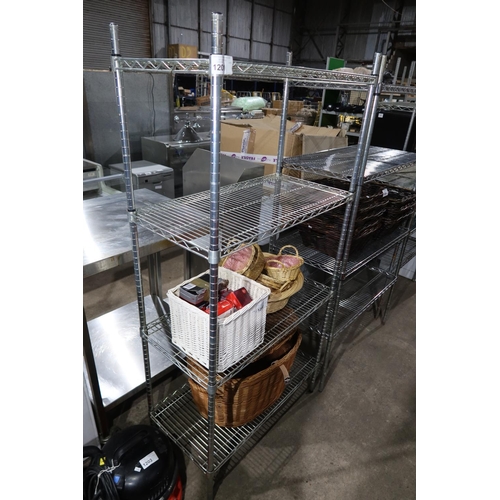 1201 - A bay of catering type racking with 4 shelves approx 100x50x186cm