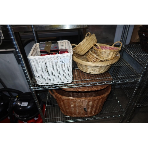 1202 - A quantity of various wicker baskets and cream chargers type NN08 - trade