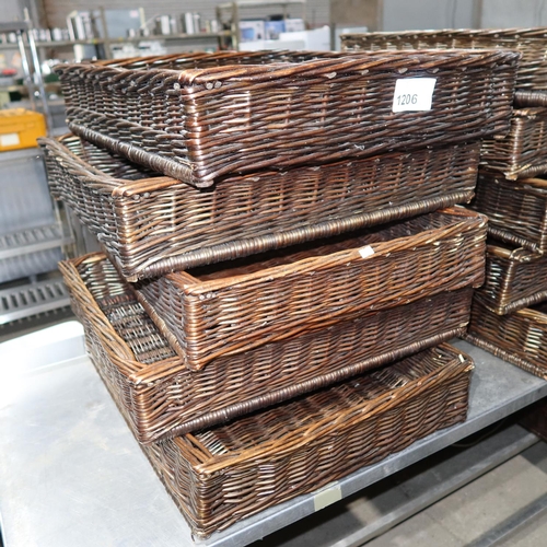 1206 - 5 x wicker bread baskets approx 62x50x10cm deep