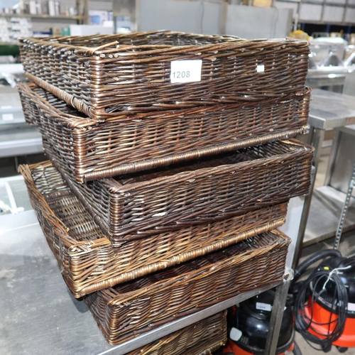 1208 - 5 x wicker bread baskets approx 62x50x10cm deep