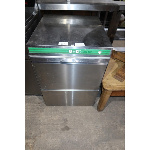 1217 - A commercial stainless steel under counter dishwasher no make or model visible 240v - trade